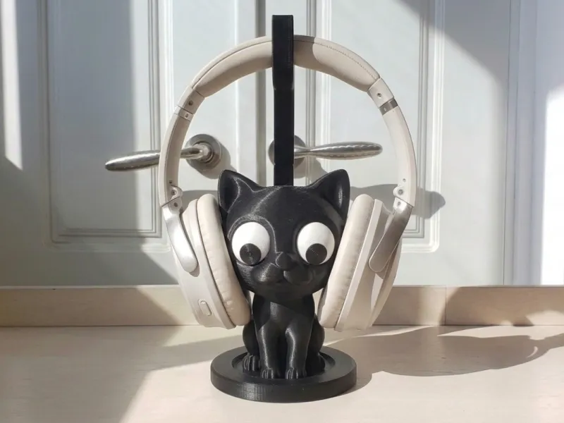黒猫ヘッドホンスタンド