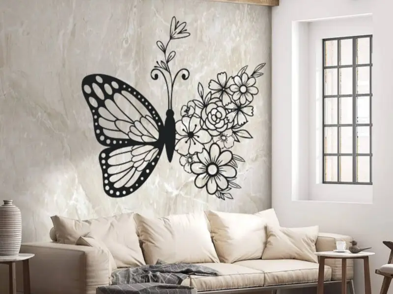 WallArt Butterfly Flowers 001