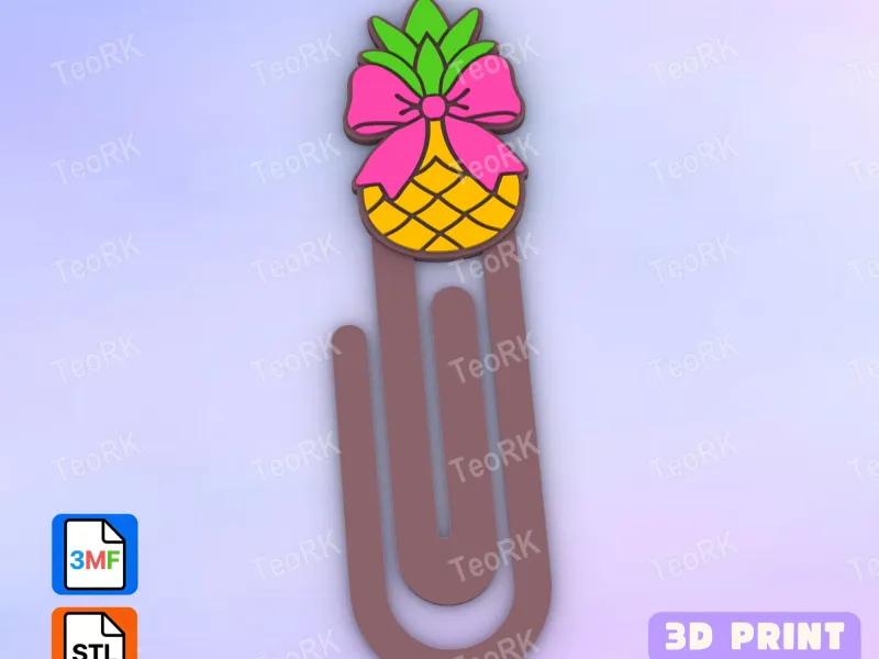 Paperclip Pineapple with Bow - bookmark