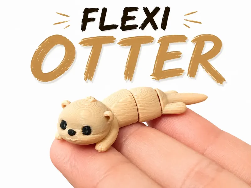 Pequena e fofa Lontra Flexi, animal chibi articulado