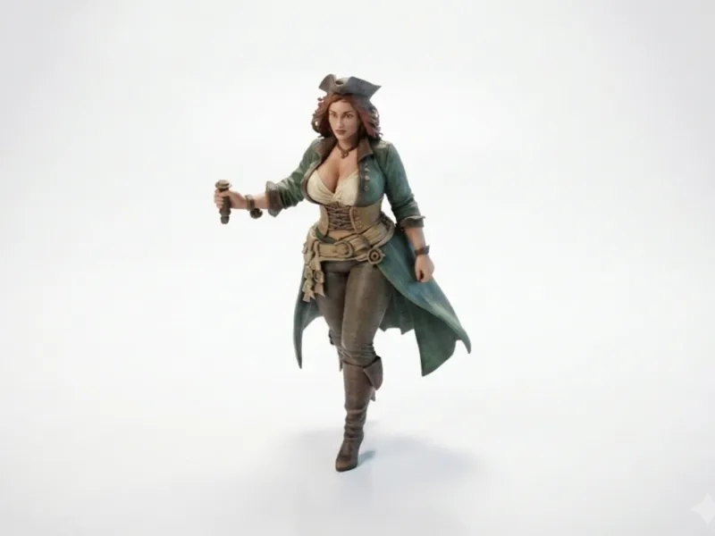 Pirate Captain Figurine Female Character 3D Printable