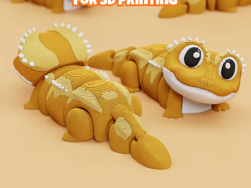 3D Printed Crested Gecko: Articulated Flexi Fidget Toy (STL)