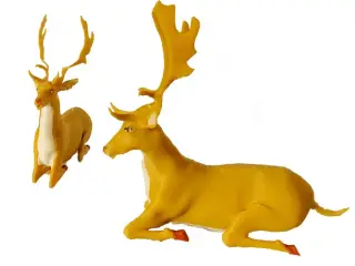 Fallow Deer 2 Figurine Poses; Resting & Bedding
