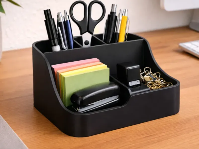 Organizador de Mesa com Suporte para Canetas e Bandeja