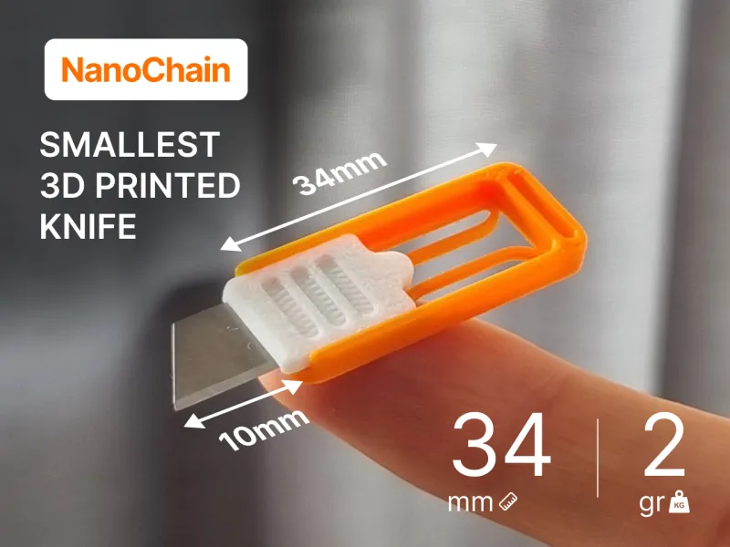 NanoChain – smallest 3d printed keychain knife