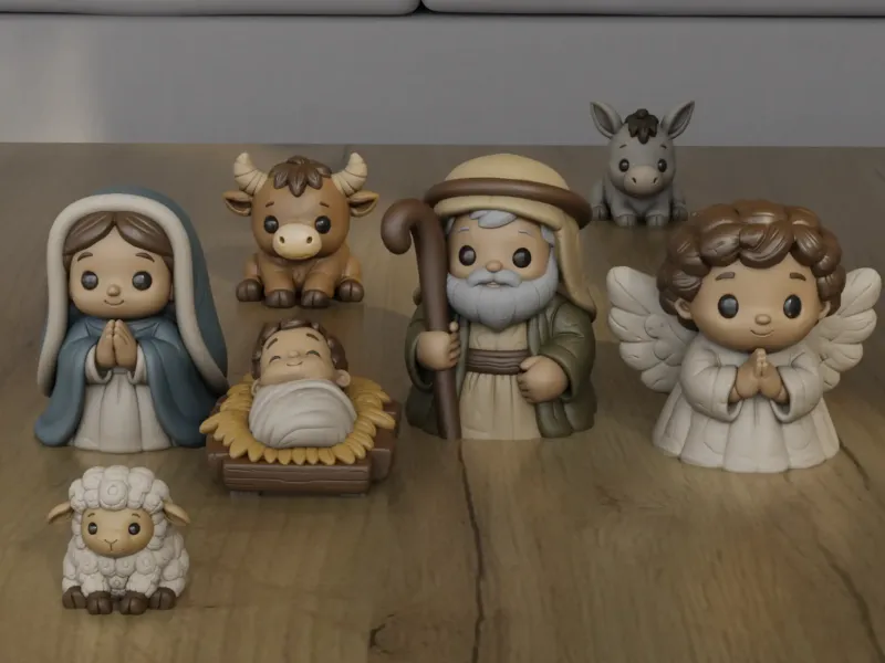 Cute Nativity Scene STL 3D Print Model