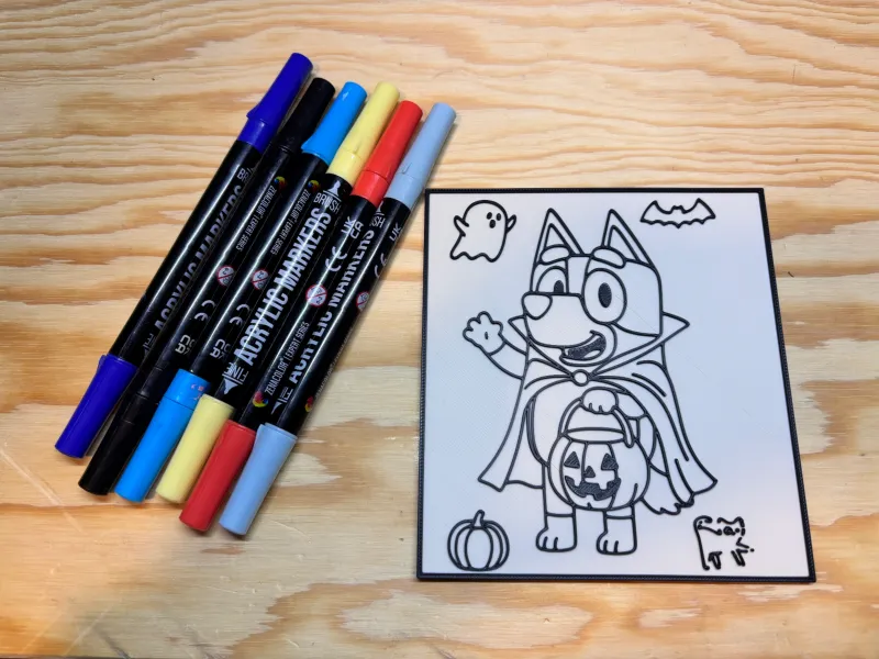 bluey color children halloween stancil cartoon fan art