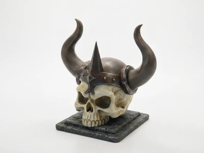 Escultura de Caveira com Chifres Mitologia Nórdica Imprimível em 3D