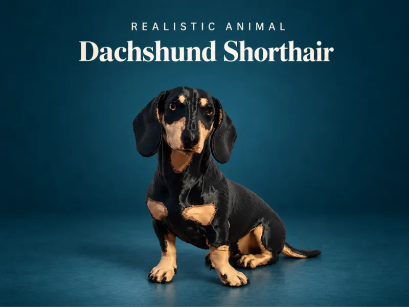 Estatueta Realista de Dachshund de Pelo Curto