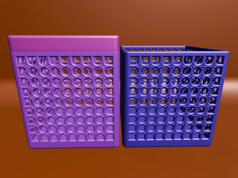 Modern Round Hole Grid Storage Crate BOX V3D ID-185