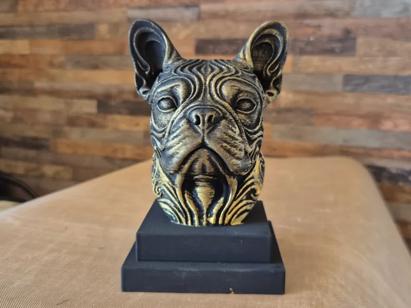 Sculpture buste bouledogue francais moderne