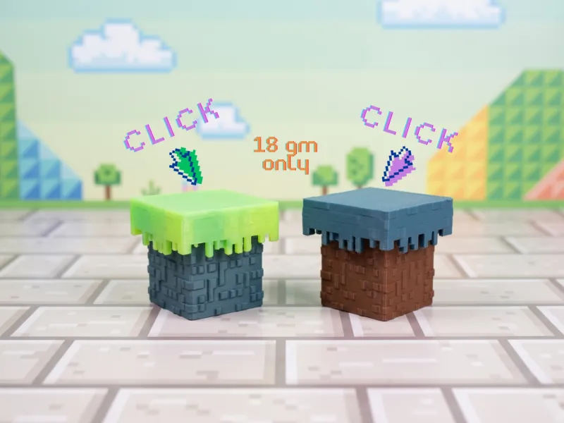 Pixel Clicker Bloc d'herbe Minecraft jouet anti-stress à clic et porte-clés