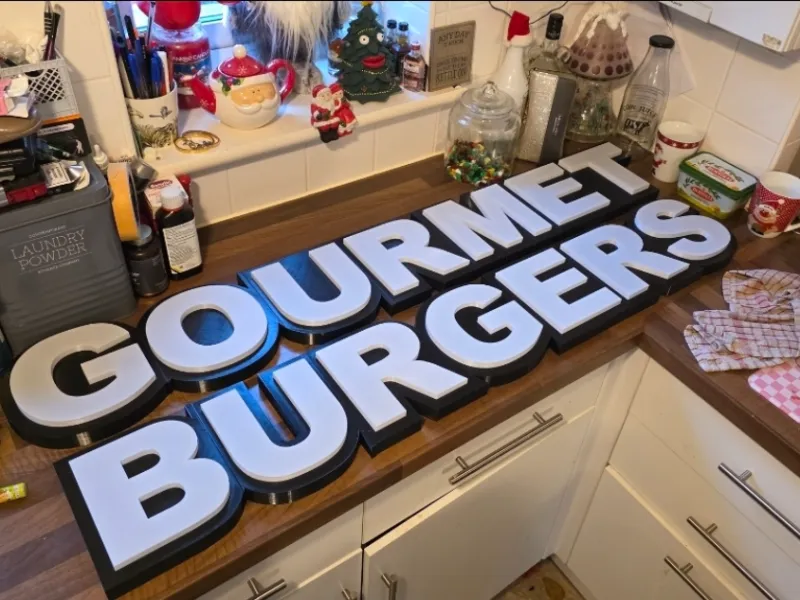 Insegna gigante per hamburger gourmet con fori per LED per furgone catering
