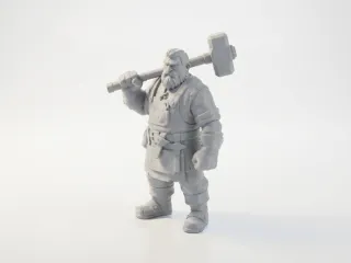 Mason Dwarf Warrior Fantasy Figurine 3D Printable