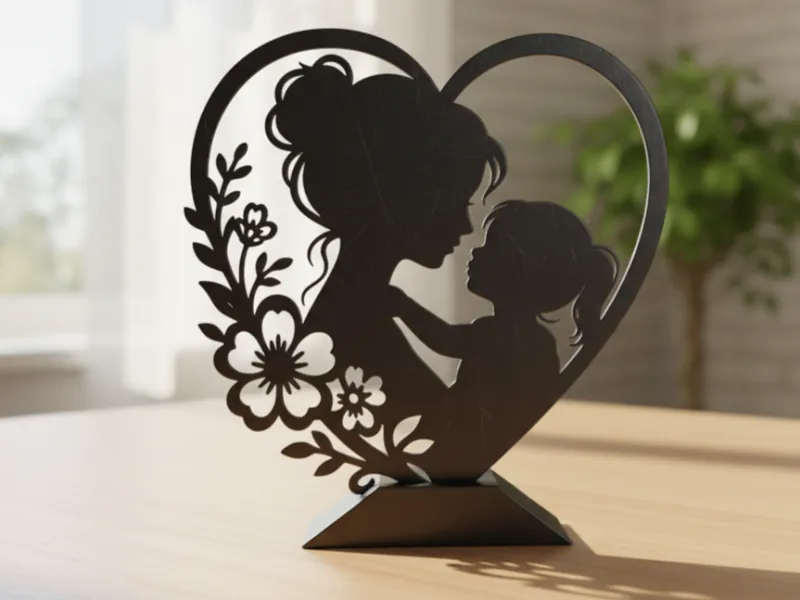 Decoración de Corazón de Mamá para el Día de la Madre con Soporte