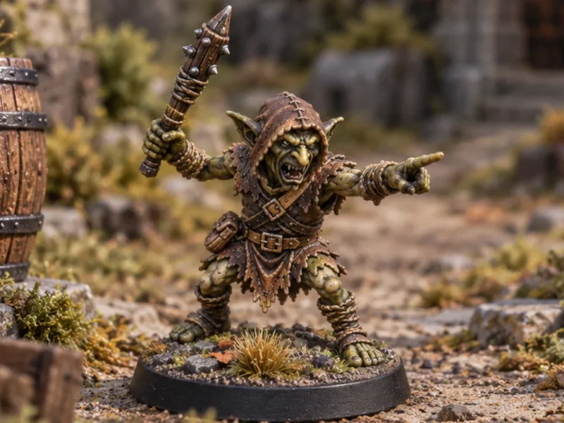 Goblin mini with mace for D&D, Heroquest, DSA, RPG
