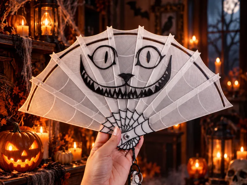 Spooky Cat Halloween Folding Fan -3D Printable Hand Fan