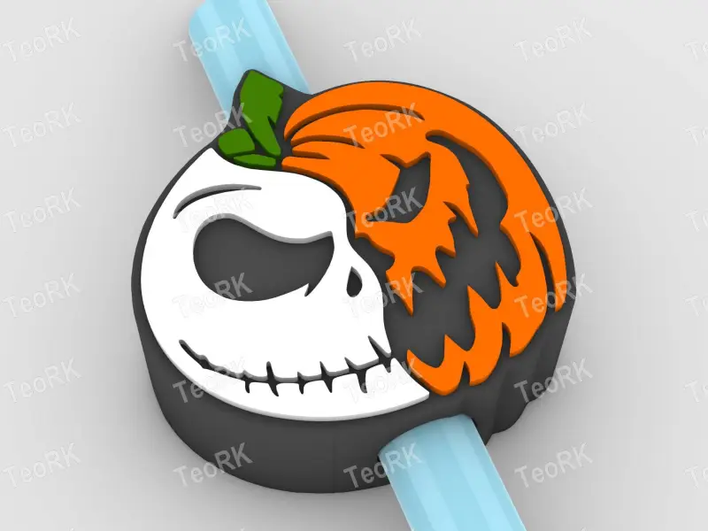 Straw Topper JACK SKELLINGTON PUMPKIN
