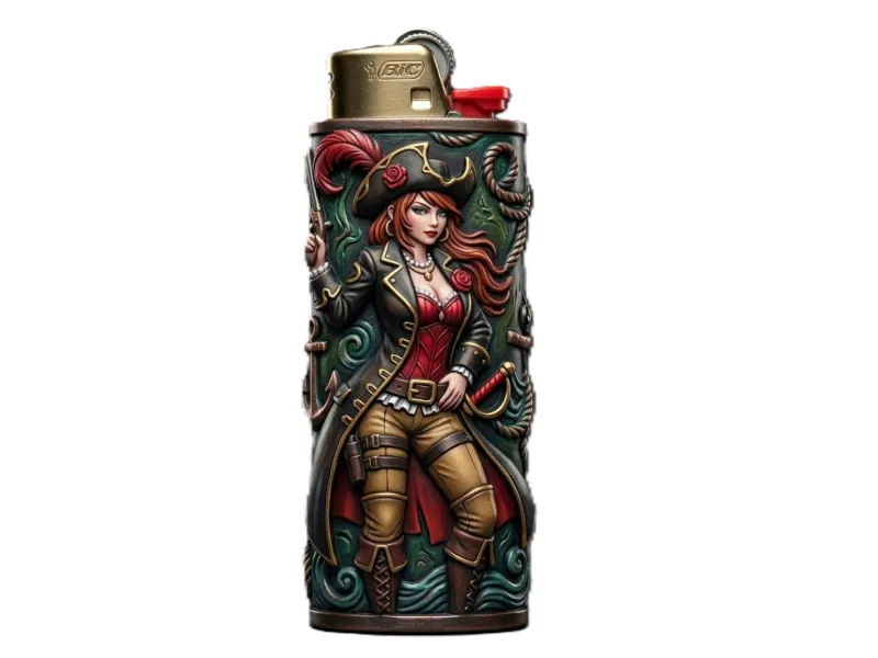 Case for lighter BIC J6 pirate girl