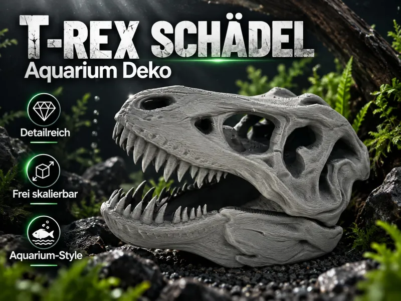 T-Rex Schädel – Dinosaurier Aquarium Deko | Versteck & Höhle