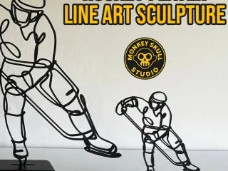 Hockey Player Line Art Sculpture