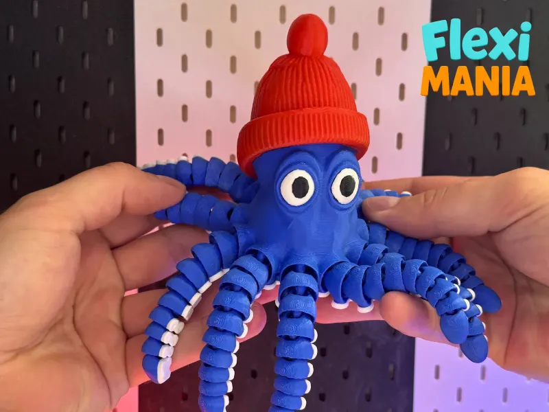 Flexi Octopus with Hat -Print-in-Place–No Supports