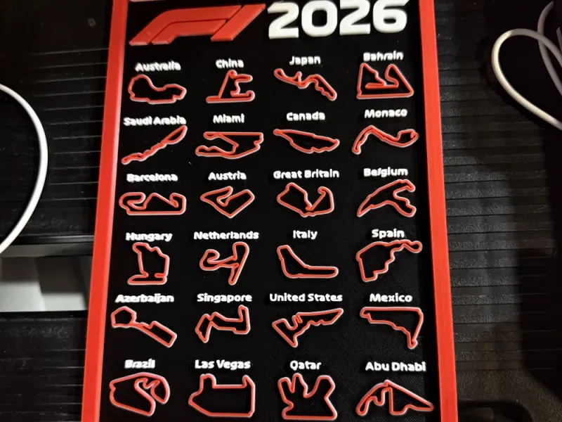F1 2026 Calendar – 3D Printed Desk Display