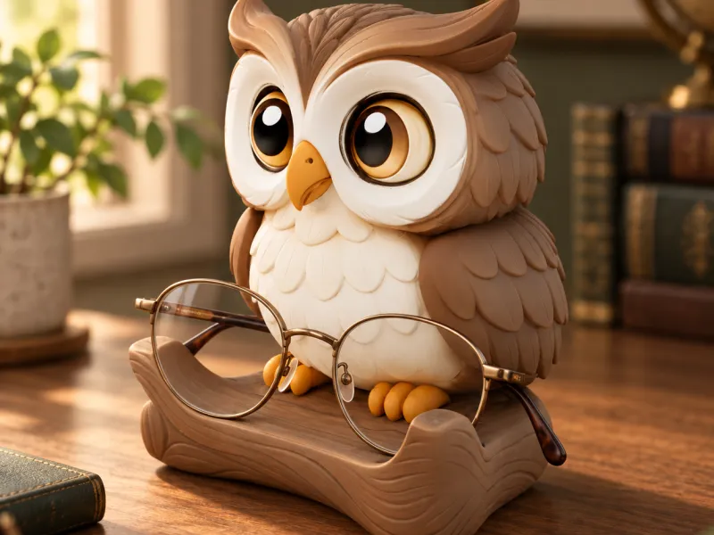 Chibi Owl Glasses Stand STL, Cute Desk Organizer