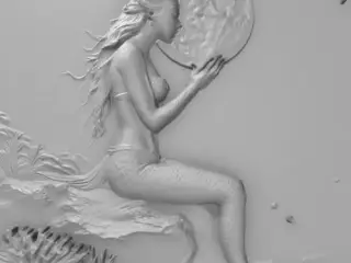 mermaid singing on top of a moonlit reef