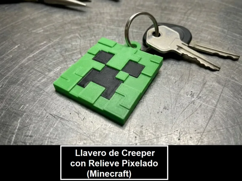 Pikselli Kabartmalı Creeper Anahtarlığı (Minecraft)