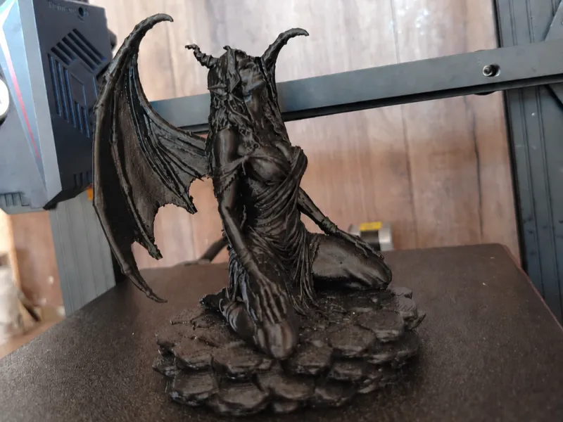 Fille Gargouille Gothique STL | Statue Ailée de Dark Fantasy