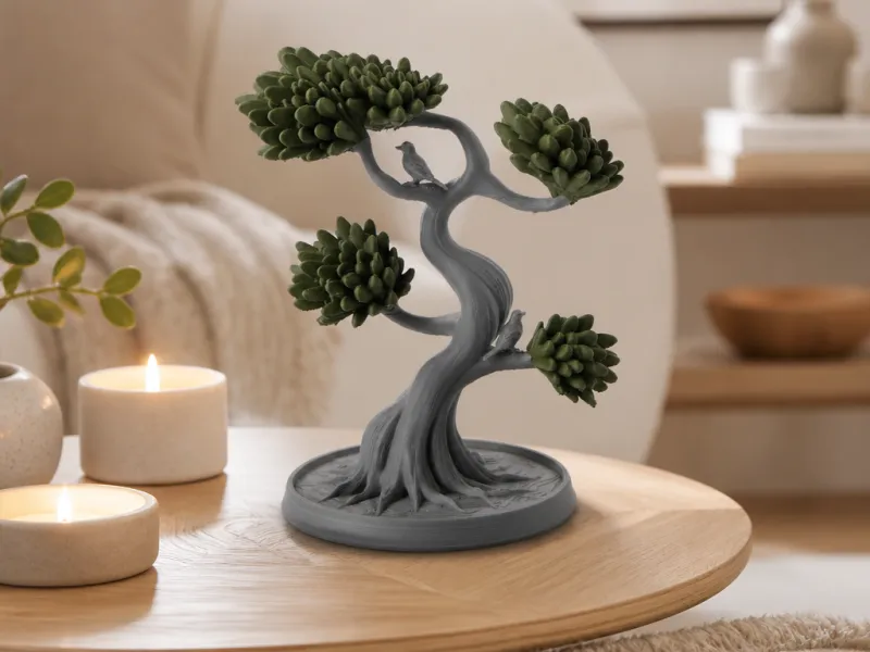 Escultura de Árvore Bonsai - Design Detalhado e Elegante