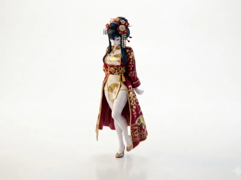 Niedliche Geisha-Figur Chibi Anime 3D-druckbar