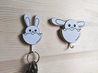Key & Towel Holder - Wall Bunny - Funny and Cute Organizer