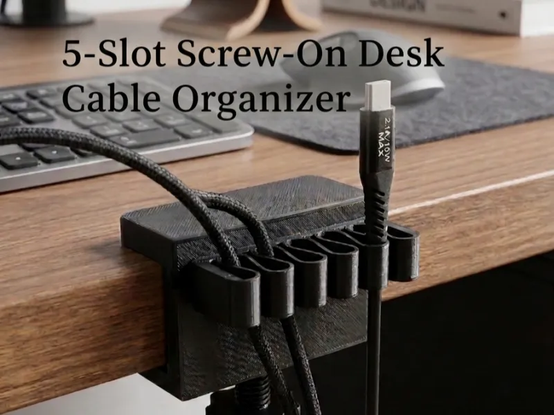 5-Slot Screw-On Desk Cable Organizer