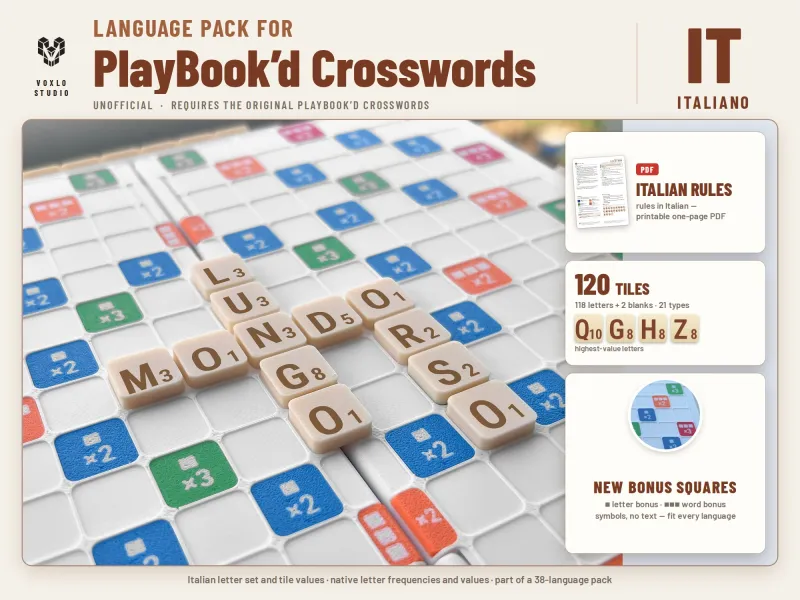 PlayBook'd Crosswords - Italian Tiles (Italiano) Unofficial