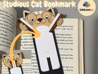 Studious Cat Bookmark — 3D Printed Peeking Cat Bookmark