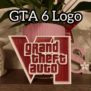 GTA 6 Logo – 3D Solid Engraved Style