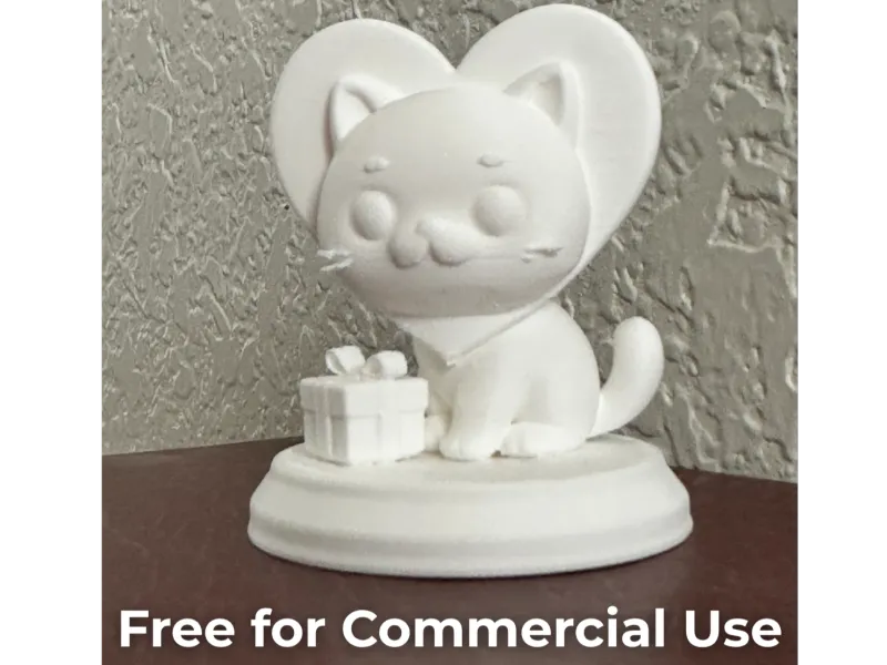 Valentines Day Heart-Head Cat Figure