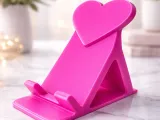 Heart-Shaped Desk Phone Stand 3D Print Decor Model-0