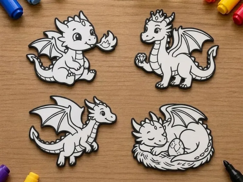 Tableros para colorear para niños - Dragones