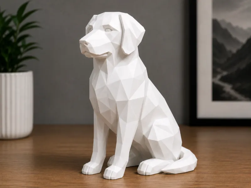 Chien Polygonal – Sculpture de Chien Low Poly Élégante