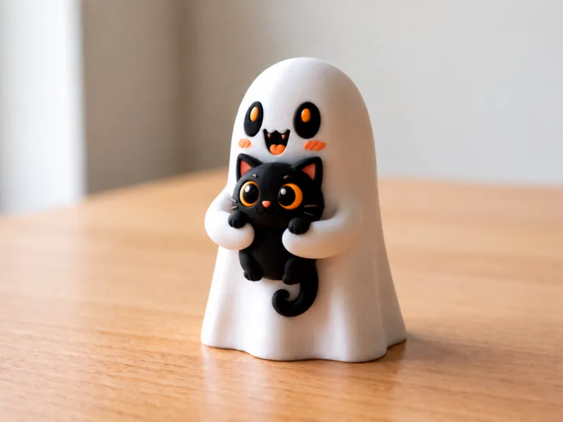 🎃 Fantasma Assustador e Fofo de Halloween com Gato