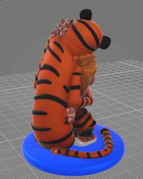 Modello 3D stampabile di Calvin e Hobbes che si abbracciano