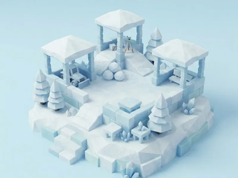 低多边形雪堡