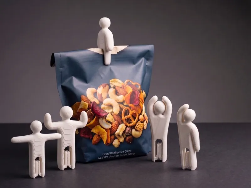 Clip per borse con personaggi camaleonte meccanico in 8 pose