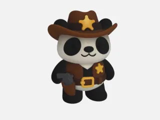 Sheriff Panda – Wild West Cute Animal – Easy Print Figurine