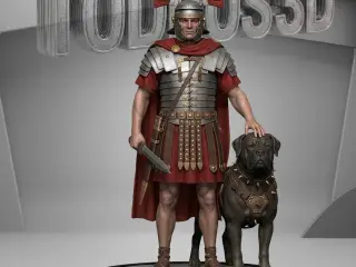 Centurión Romano con Perro de Guerra Moloso