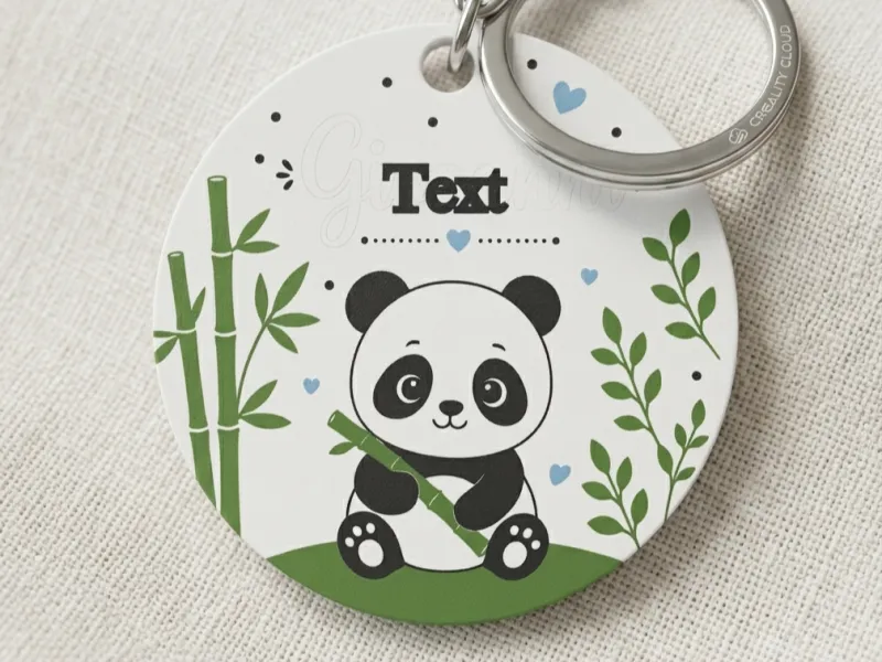 panda llavero con texto y sin texto