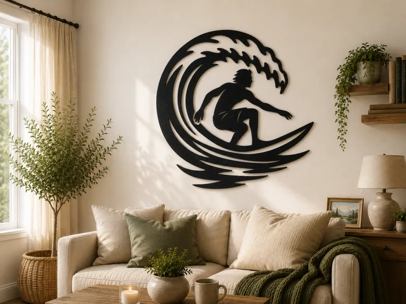 Surfing Wave 2D Wall Art